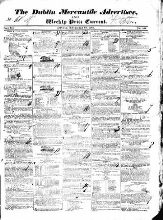 cover page of Dublin Mercantile Advertiser published on September 28, 1835