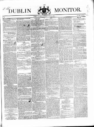 cover page of Dublin Monitor published on June 13, 1839