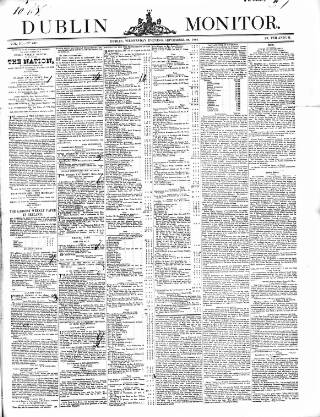 cover page of Dublin Monitor published on September 28, 1842