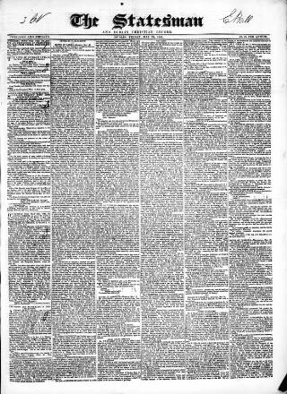 cover page of Statesman and Dublin Christian Record published on May 22, 1846