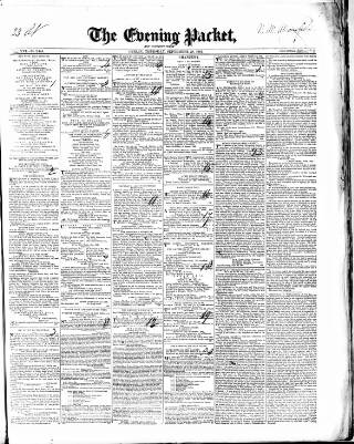 cover page of Dublin Evening Packet and Correspondent published on September 28, 1843