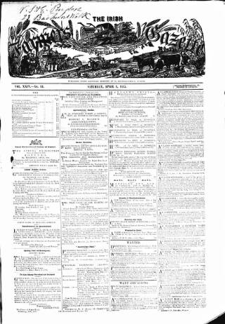 cover page of Farmer's Gazette and Journal of Practical Horticulture published on April 1, 1865