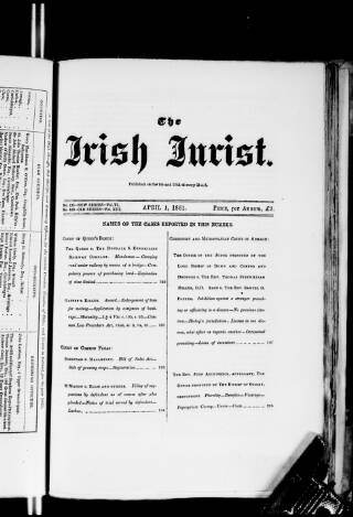 cover page of Irish Jurist published on April 1, 1861