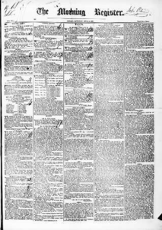 cover page of Dublin Morning Register published on April 1, 1837