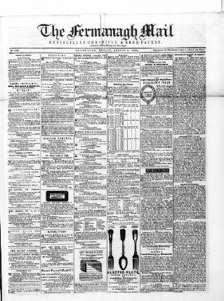 cover page of Enniskillen Chronicle and Erne Packet published on August 2, 1869