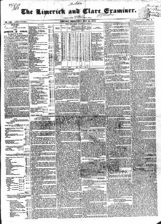 cover page of Limerick and Clare Examiner published on May 22, 1850