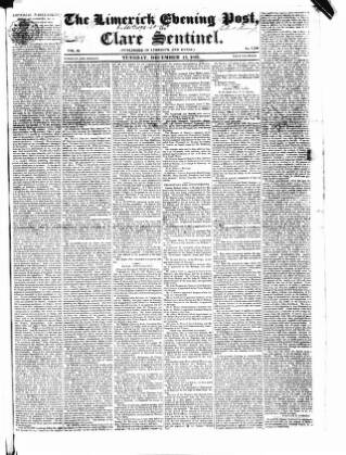 cover page of Limerick Evening Post published on December 13, 1831