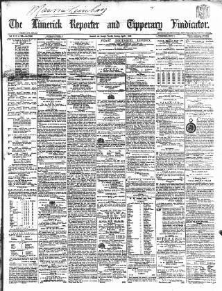 cover page of Limerick Reporter published on April 1, 1862