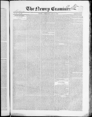 cover page of Newry Examiner and Louth Advertiser published on May 22, 1833