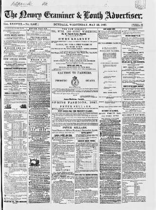 cover page of Newry Examiner and Louth Advertiser published on May 22, 1867