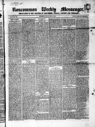 cover page of Roscommon Messenger published on June 13, 1857