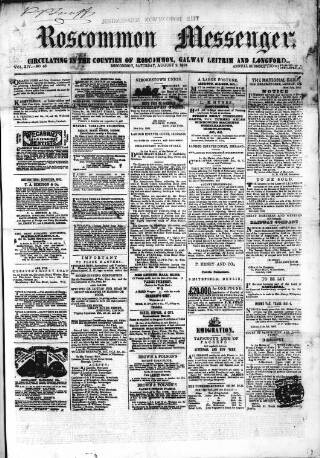 cover page of Roscommon Messenger published on August 2, 1862