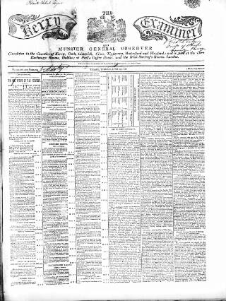 cover page of Kerry Examiner and Munster General Observer published on June 13, 1848