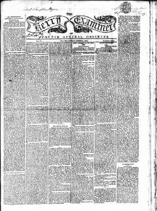 cover page of Kerry Examiner and Munster General Observer published on August 2, 1853