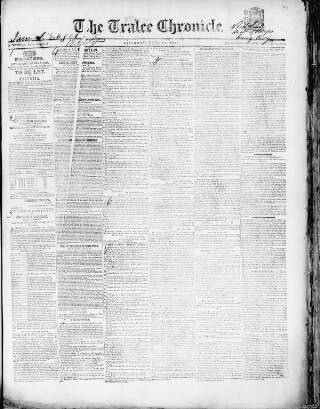 cover page of Tralee Chronicle published on June 13, 1846