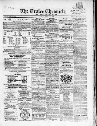 cover page of Tralee Chronicle published on April 1, 1864