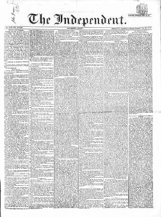cover page of Wexford Independent published on September 28, 1861