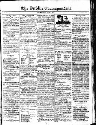 cover page of Dublin Correspondent published on August 2, 1823