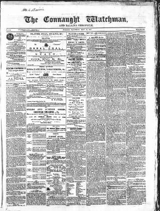 cover page of Connaught Watchman published on May 23, 1863