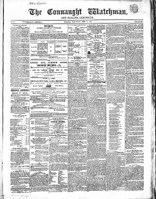 cover page of Connaught Watchman published on June 13, 1863