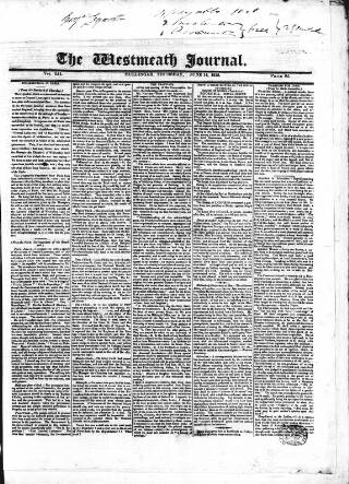 cover page of Westmeath Journal published on June 14, 1832