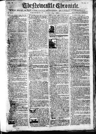 cover page of Newcastle Chronicle published on June 13, 1772