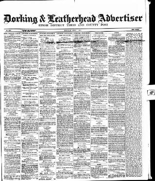 cover page of Dorking and Leatherhead Advertiser published on April 1, 1911
