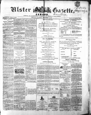 cover page of Ulster Gazette published on December 15, 1860