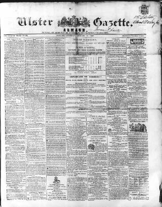 cover page of Ulster Gazette published on August 2, 1862