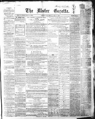 cover page of Ulster Gazette published on April 1, 1865
