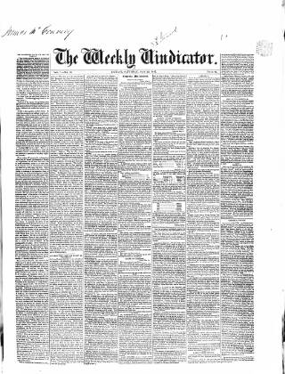 cover page of Weekly Vindicator published on May 22, 1847