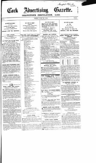 cover page of Cork Advertising Gazette published on June 13, 1856