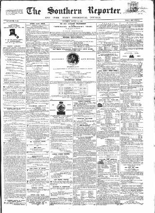 cover page of Southern Reporter and Cork Commercial Courier published on August 2, 1862