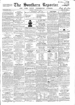 cover page of Southern Reporter and Cork Commercial Courier published on September 28, 1864
