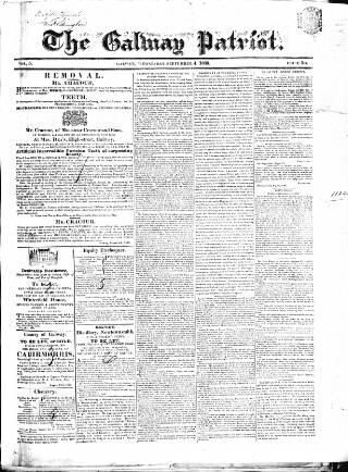 cover page of Galway Patriot published on September 4, 1839