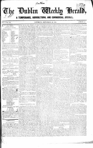 cover page of Dublin Weekly Herald published on September 28, 1839