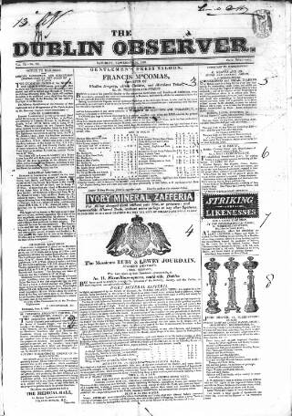 cover page of Dublin Observer published on September 28, 1833
