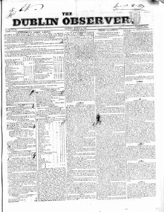 cover page of Dublin Observer published on August 2, 1834
