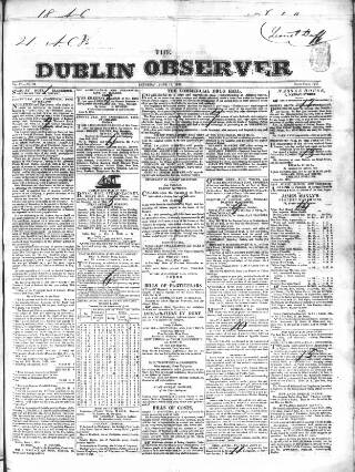 cover page of Dublin Observer published on June 13, 1835
