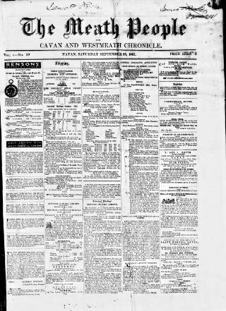 cover page of Meath People published on September 28, 1861