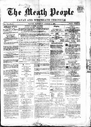 cover page of Meath People published on August 2, 1862