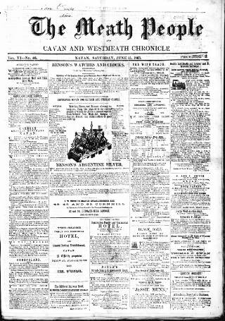 cover page of Meath People published on June 13, 1863
