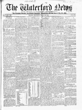 cover page of Waterford News published on June 13, 1851
