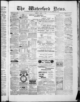 cover page of Waterford News published on April 1, 1887
