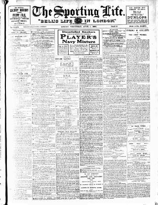 cover page of Sporting Life published on April 1, 1908