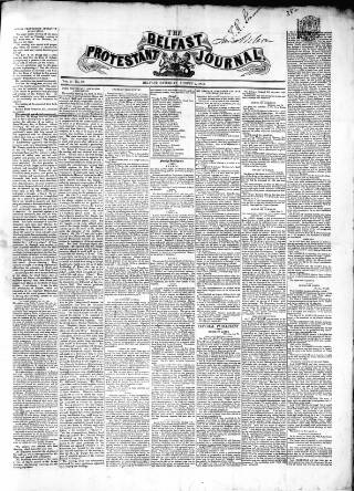 cover page of Belfast Protestant Journal published on August 2, 1845