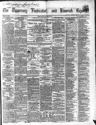 cover page of Tipperary Vindicator published on August 2, 1864