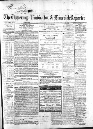 cover page of Tipperary Vindicator published on September 28, 1869