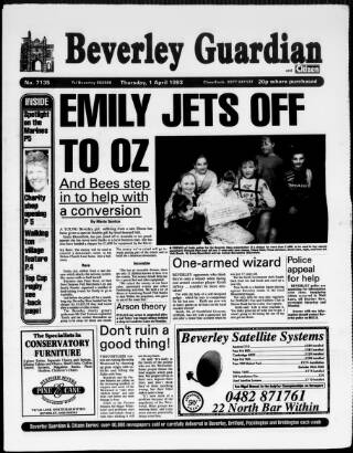 cover page of Beverley Guardian published on April 1, 1993