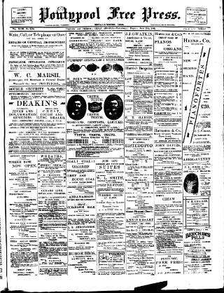 cover page of Pontypool Free Press published on June 13, 1902
